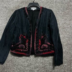 Ann Trinity Woman’s 100% Silk Evening Jacket Blazer Embellished Size Small
